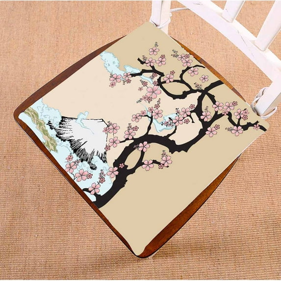 PKQWTM Japanese Fuji Mountain Sakua Tree Chair Pads Chair Mat Seat Cushion Chair Cushion Floor Cushion Size 20x20 inches
