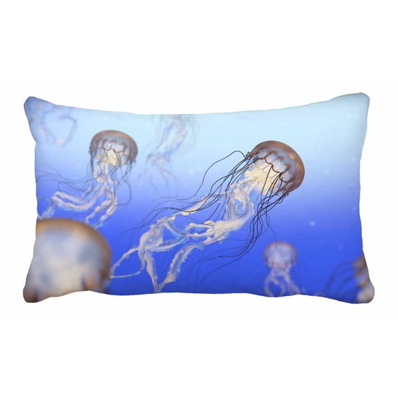 PKQWTM Jellyfish floating in the sea Bed Decor Pillow Cases Zippered Cushion Cover Size 20x30 Inches