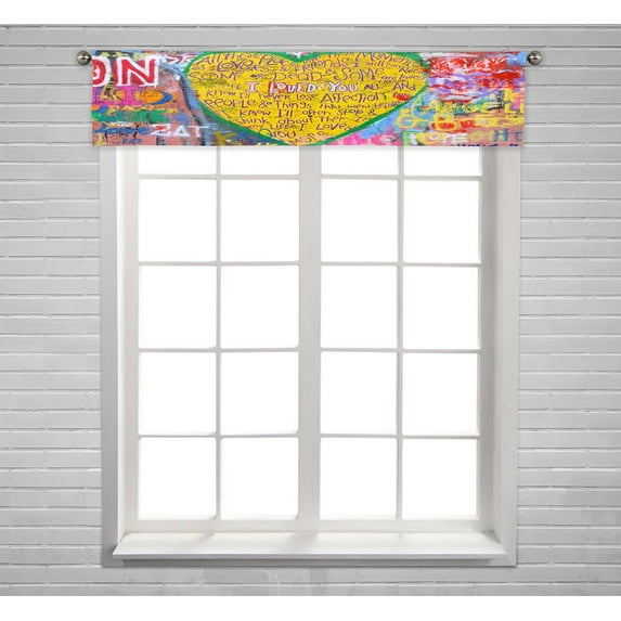 PKQWTM John Lennon Graffiti Lyrics From Beatles Songs Window Curtain Valance Rod Pocket 54x12 inch