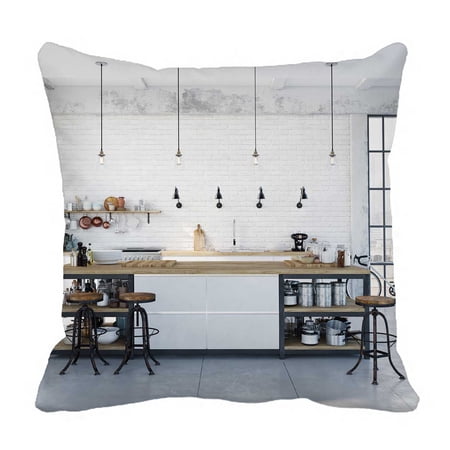PKQWTM Kitchen In A Loft Bed Decor Pillow Cases Zippered Cushion Cover Size 18x18 Inches