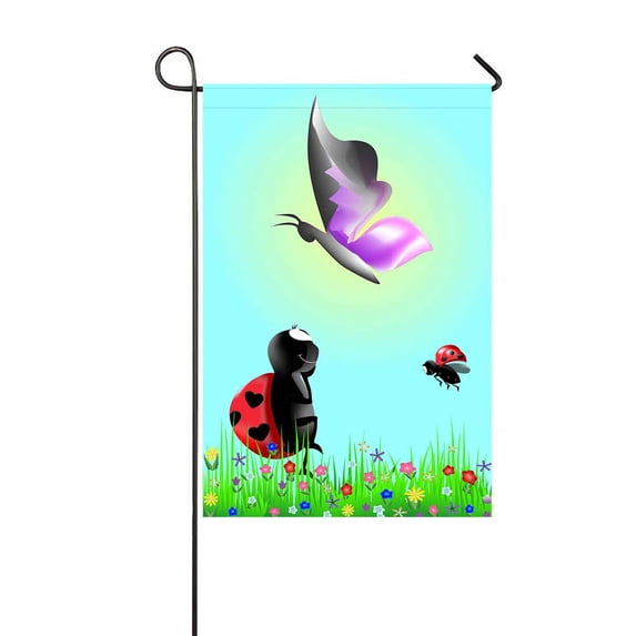 PKQWTM Ladybug and butterfly Yard Decor Home Garden Flag Size 12x18 Inches