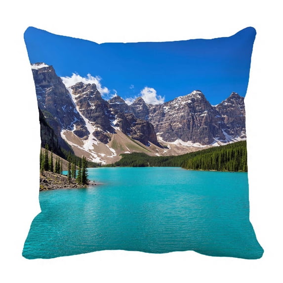 PKQWTM Lake Rocky Mountains Moraine Lake Banff National Park Canada Bed Decor Pillow Cases Zippered Cushion Cover Size 18x18 Inches