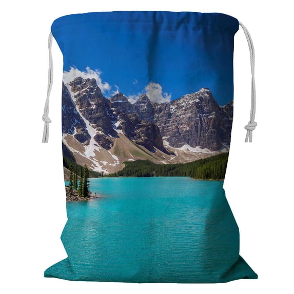 PKQWTM Lake Rocky Mountains Moraine Lake Banff National Park Canada Storage Basket Laundry Bag with Drawstring Size 18x24 Inch
