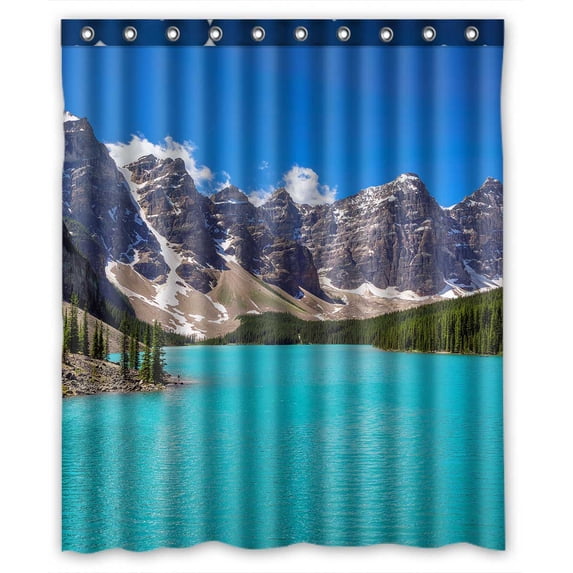 PKQWTM Lake Rocky Mountains Moraine Lake Banff National Park Canada WaterProof Polyester Fabric Shower Curtain Size 60x72 Inches