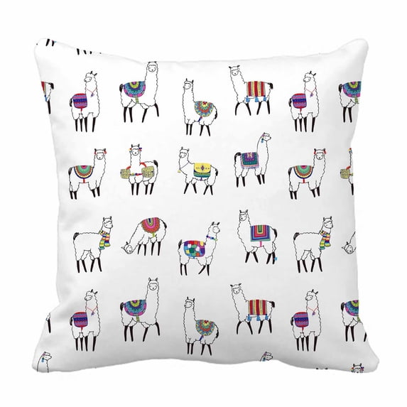 PKQWTM Lama Animal Pattern Bed Decor Pillow Cases Zippered Cushion Cover Size 18x18 Inches