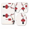 thumbnail image 1 of PKQWTM Lantern hang cherry tree 3 Piece Bathroom Rugs Set Bath Rug Contour Mat and Toilet Lid Cover, 1 of 2