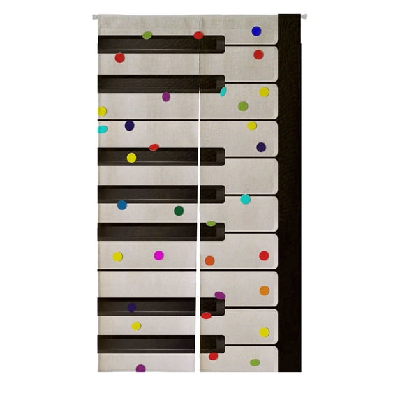 PKQWTM Large White Black Music Keys With Confetti Door Curtain Window Cover Home Decor Hanging Curtain Size 85x150 CM