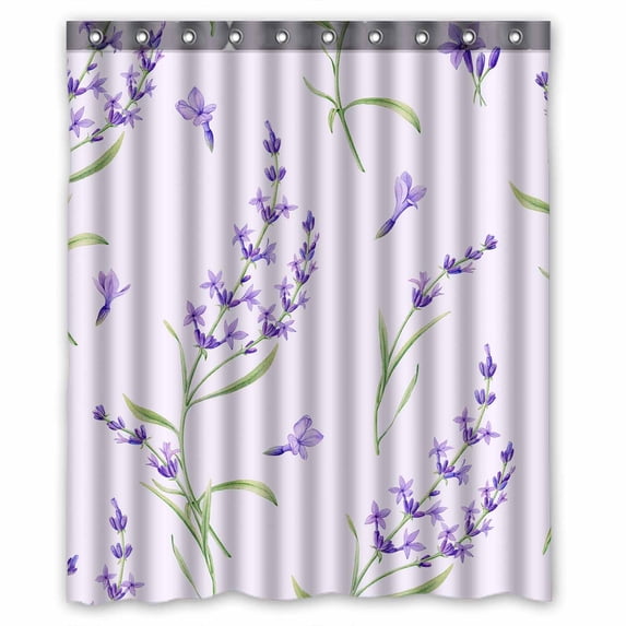 PKQWTM Lavender Flowers Texture Romantic WaterProof Polyester Fabric Shower Curtain Size 60x72 Inches