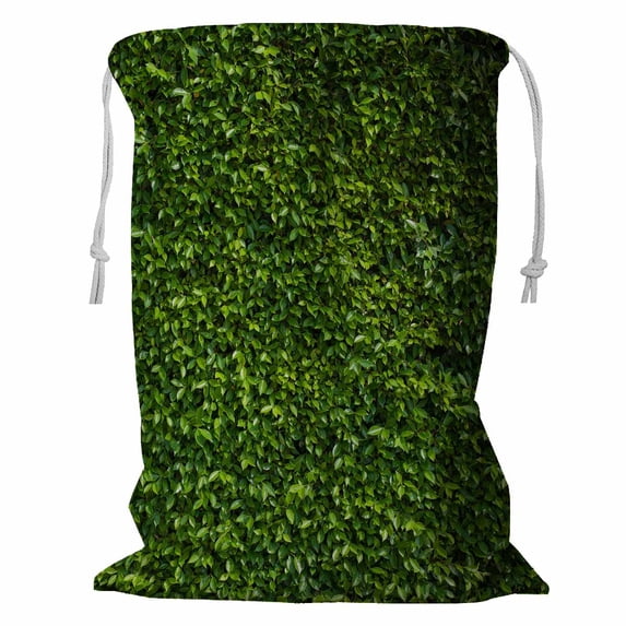 PKQWTM Leaf green vertical texture plants Storage Basket Laundry Bag with Drawstring Size 18x24 Inch