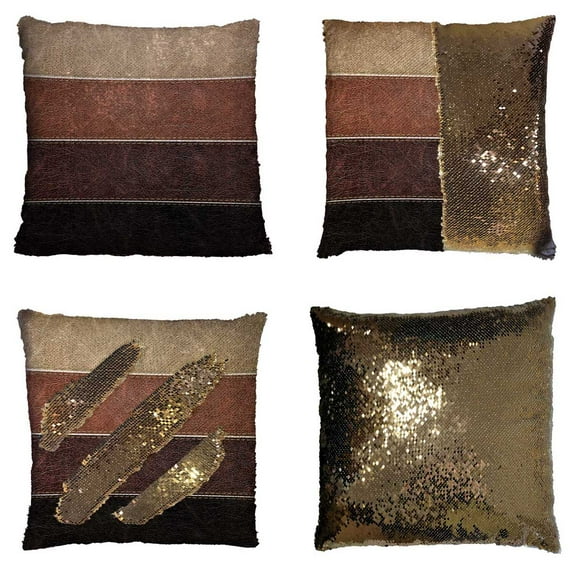 PKQWTM Leather Labels Different Colors Reversible Mermaid Cushion Cover Home Decor Sequin Pillow Case Size 18x18 inches