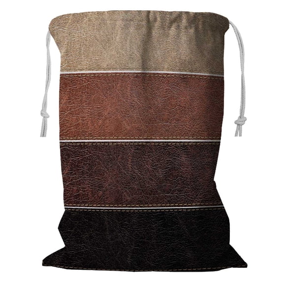 PKQWTM Leather Labels Different Colors Storage Basket Laundry Bag with Drawstring Size 24x32 Inch