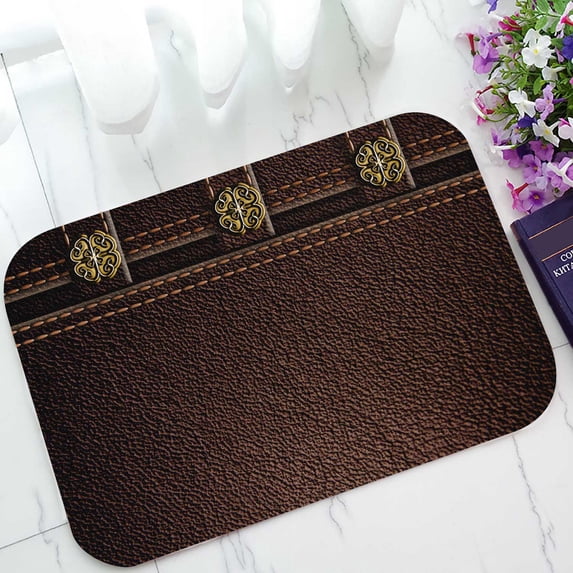 PKQWTM Leather Texture Home Decor Floor Mat Area Rug Doormat Size 15.7x23.6 Inches
