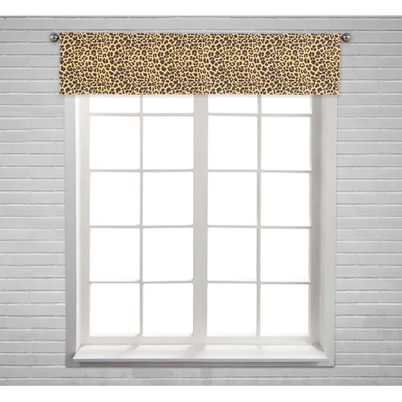 PKQWTM Leopard Pattern Window Curtain Valance Rod Pocket 54x12 inch