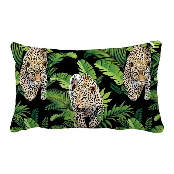 PKQWTM Leopards Palm Leaves Tropical Jungle Bed Decor Pillow Cases Zippered Cushion Cover Size 20x30 Inches