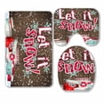 thumbnail image 1 of PKQWTM Let it snow red brown wooden giftboxes 3 Piece Bathroom Rugs Set Bath Rug Contour Mat and Toilet Lid Cover, 1 of 2
