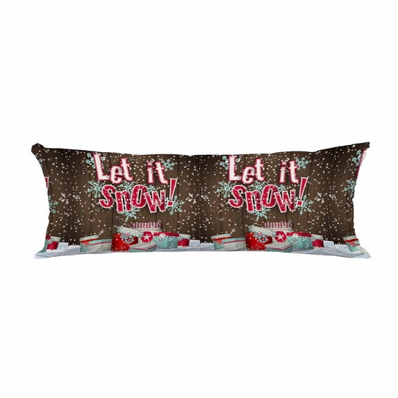 PKQWTM Let it snow red brown wooden giftboxes Long Body Pillow Case Cover Pillow Cushion Size 20x60 Inches