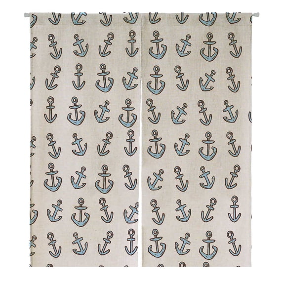 PKQWTM Lighthouse Anchor White Sketch Door Curtain Window Cover Home Decor Hanging Curtain Size 105x120 CM