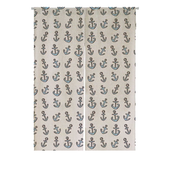 PKQWTM Lighthouse Anchor White Sketch Door Curtain Window Cover Home Decor Hanging Curtain Size 85x120 CM