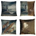 thumbnail image 1 of PKQWTM Lighthouse Sea Under Sky Reversible Mermaid Cushion Cover Home Decor Sequin Pillow Case Size 18x18 inches, 1 of 2