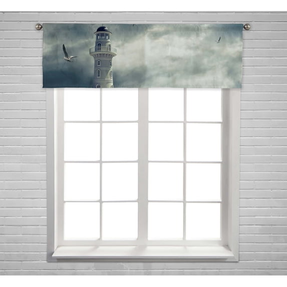 PKQWTM Lighthouse Sea Under Sky Window Curtain Valance Rod Pocket 54x18 inch
