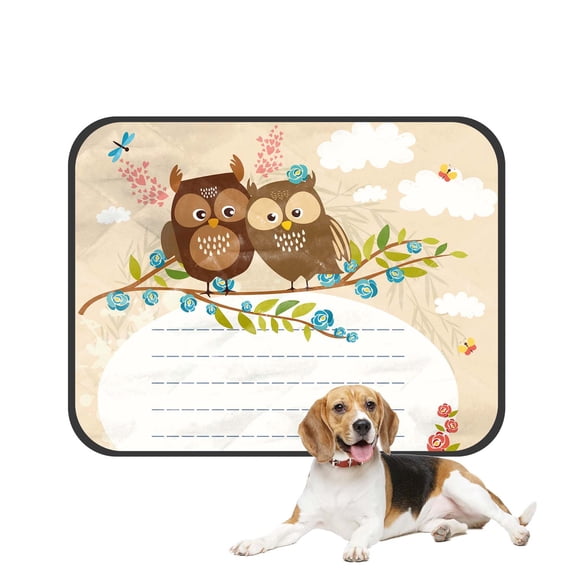 PKQWTM Lined Space Cute Owls Spring Birds Love Bright Flowers Pet Dog Cat Bed Pee Pads Mat Cushion Potty Dogsblankets Crate Bed Kennel 36x48 inch