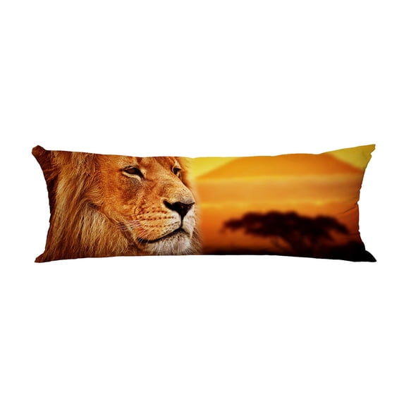 PKQWTM Lion Portrait Savanna Landscape Mount Sunset Long Body Pillow Case Cover Pillow Cushion Size 20x60 Inches