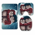 thumbnail image 1 of PKQWTM Little snow owls sitting on the branch 3 Piece Bathroom Rugs Set Bath Rug Contour Mat and Toilet Lid Cover, 1 of 2