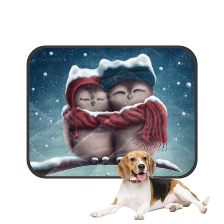 PKQWTM Little snow owls sitting on the branch Pet Dog Cat Bed Pee Pads Mat Cushion Potty Dogs Blankets Crate Bed Kennel 28x36 inch
