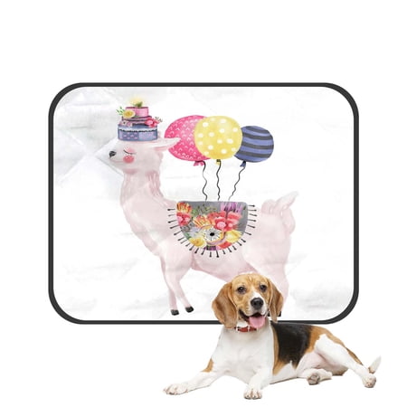 PKQWTM Llama Alpaca Birthday Cake Balloons Blanket Floral Pet Dog Cat Bed Pee Pads Mat Cushion Potty Dogsblankets Crate Bed Kennel 14x18 inch