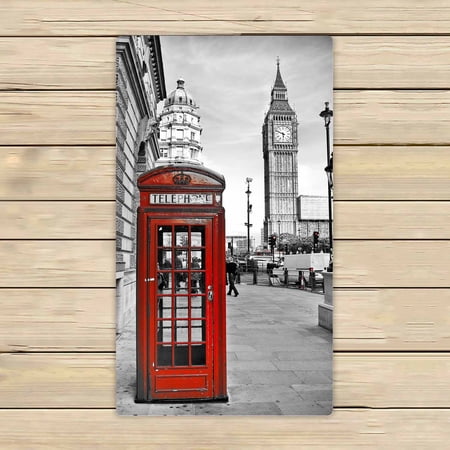 PKQWTM London Big Ben Telephone Booth Microfiber Bath Towels Bathroom Body Shower Towel Size 16x28 Inches