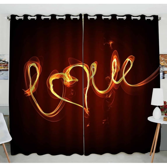 PKQWTM Love Practical heat insulation Shading Window Curtain Size 52(W)x84(H) inches(Two Piece)