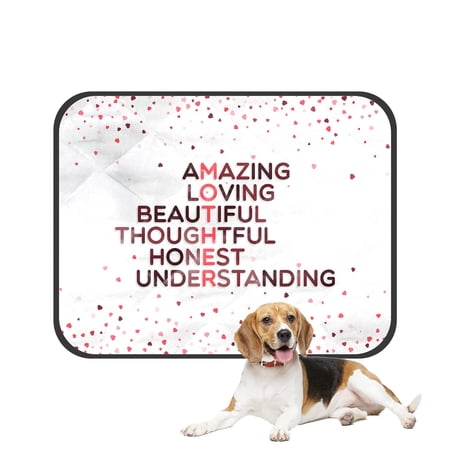 PKQWTM Love Quote Heart Shapes Happy Mother's Day Pet Dog Cat Bed Pee Pads Mat Cushion Potty Dogsblankets Crate Bed Kennel 14x18 inch