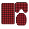 thumbnail image 1 of PKQWTM Lumberjack Plaid 3 Piece Bathroom Rugs Set Bath Rug Contour Mat and Toilet Lid Cover, 1 of 2