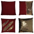 thumbnail image 1 of PKQWTM Lumberjack Plaid Reversible Mermaid Cushion Cover Home Decor Sequin Pillow Case Size 18x18 inches, 1 of 2