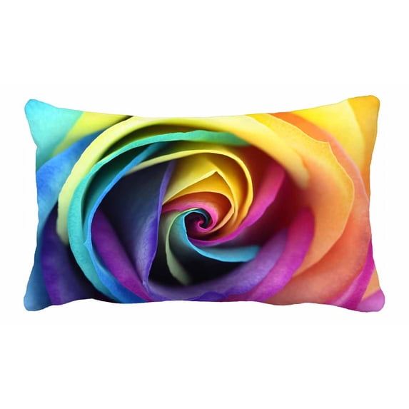 PKQWTM Macro of rainbow rose flower and colorfull petals Bed Decor Pillow Cases Zippered Cushion Cover Size 20x30 Inches