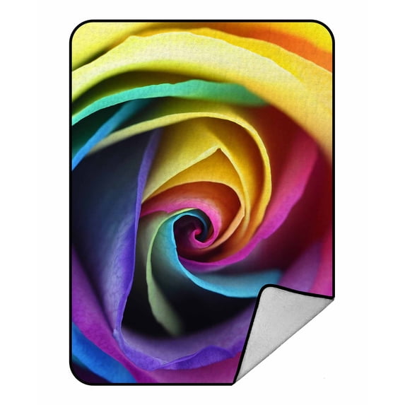 PKQWTM Macro of rainbow rose flower and colorfull petals Blanket Crystal Velvet Throw Bed Blanket 58x80 inches
