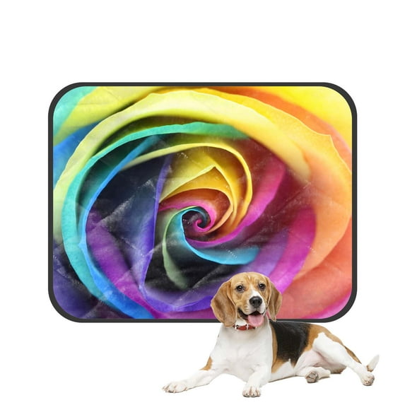 PKQWTM Macro of rainbow rose flower and colorfull petals Pet Dog Cat Bed Pee Pads Mat Cushion Potty Dogsblankets Crate Bed Kennel 14x18 inch