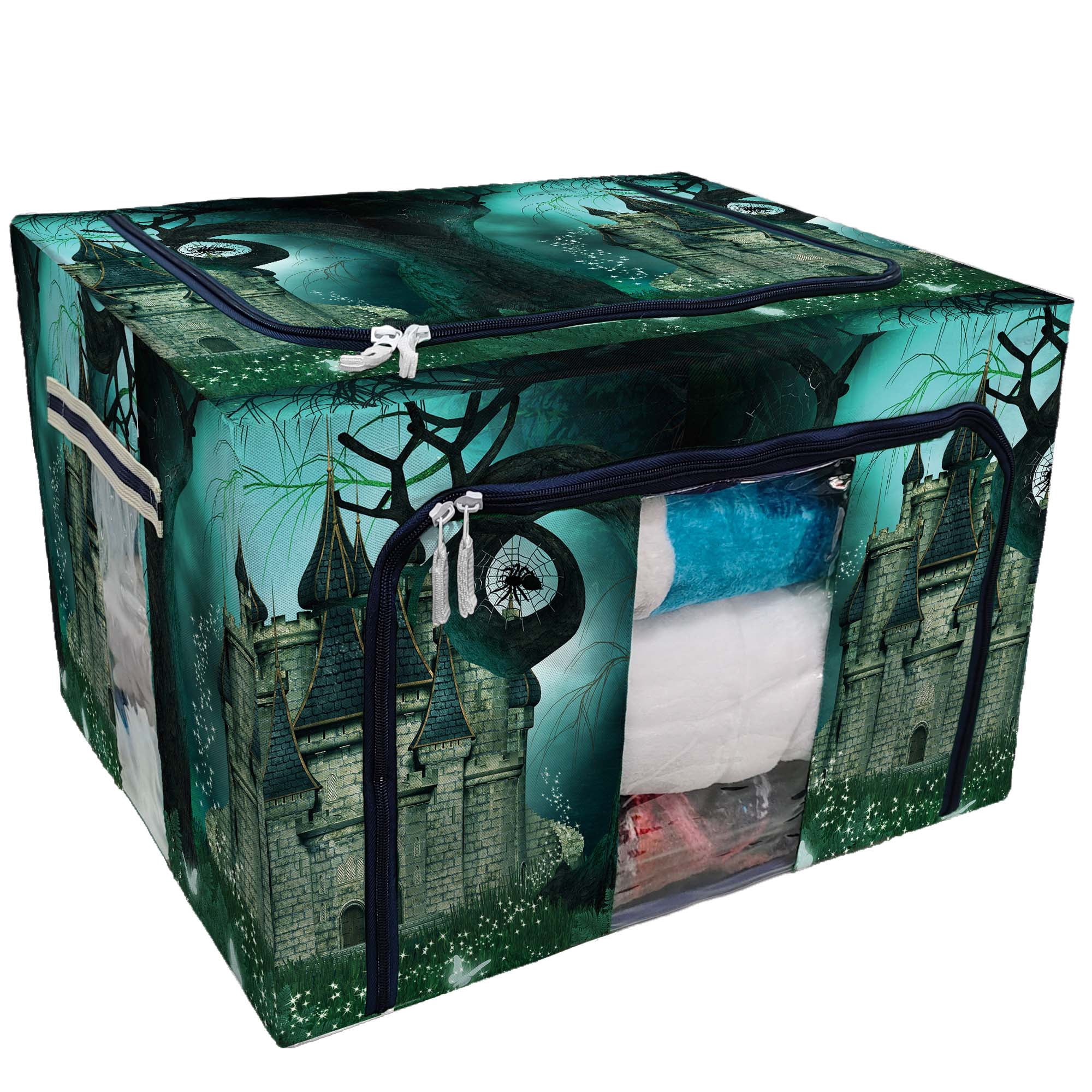 Pkqwtm Magic Fantasy Castle Halloween Night Mystic Trees Storage Bag Photo Inspiration