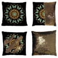 thumbnail image 1 of PKQWTM Mandala gold turquoise butterflies black Reversible Mermaid Cushion Cover Home Decor Sequin Pillow Case Size 18x18 inches, 1 of 2
