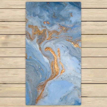 PKQWTM Marble texture Eastern technique ebru Microfiber Bath Towels Bathroom Body Shower Towel Size 30x56 Inches