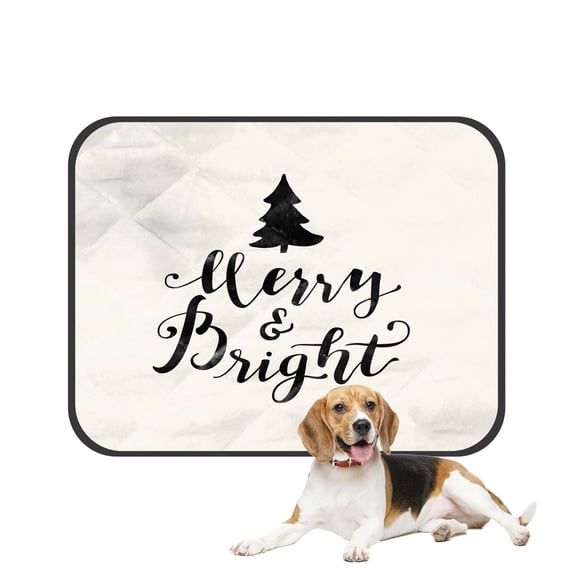 PKQWTM Merry And Bright Merry Christmas Pet Dog Cat Bed Pee Pads Mat Cushion Potty Dogs Blankets Crate Bed Kennel 20x24 inch