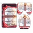 thumbnail image 1 of PKQWTM Merry Christmas Happy Holidays Christmas Window Winter Forest 3 Piece Bathroom Rugs Set Bath Rug Contour Mat and Toilet Lid Cover, 1 of 2