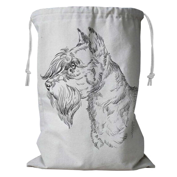 PKQWTM Miniature Schnauzer Dog Storage Basket Laundry Bag with Drawstring Size 18x24 Inch