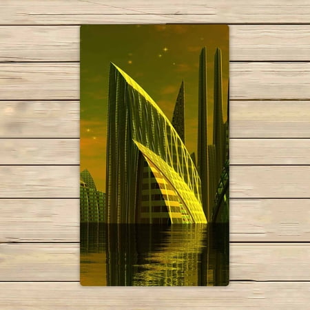PKQWTM Modern Alien City Computer Artwork Microfiber Bath Towels Bathroom Body Shower Towel Size 16x28 Inches