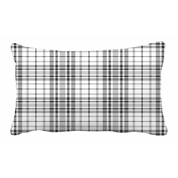 PKQWTM Monochrome Gray Checkered Tartan Plaid Design Bed Decor Pillow Cases Zippered Cushion Cover Size 20x30 Inches