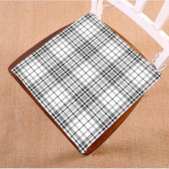 PKQWTM Monochrome Gray Checkered Tartan Plaid Design Chair Pads Chair Mat Seat Cushion Chair Cushion Floor Cushion Size 20x20 inches
