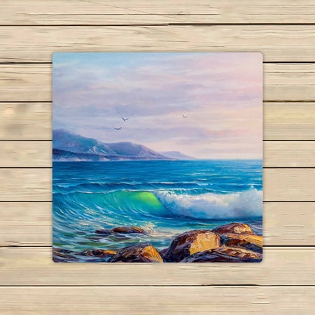 PKQWTM Morning on sea wave Oil painting Microfiber Bath Towels Bathroom Body Shower Towel Size 13x13 Inches