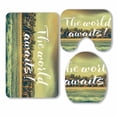 thumbnail image 1 of PKQWTM Motivation Quote World Awaits Calligraphy Lettering Nature Ocean 3 Piece Bathroom Rugs Set Bath Rug Contour Mat and Toilet Lid Cover, 1 of 2