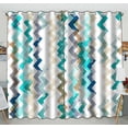 thumbnail image 1 of PKQWTM Multicolor Design Mixed Wavy Stripes Watercolor Effect Practical heat insulation Shading Window Curtain Size 52(W) x 84(H) inches (Two Piece), 1 of 1