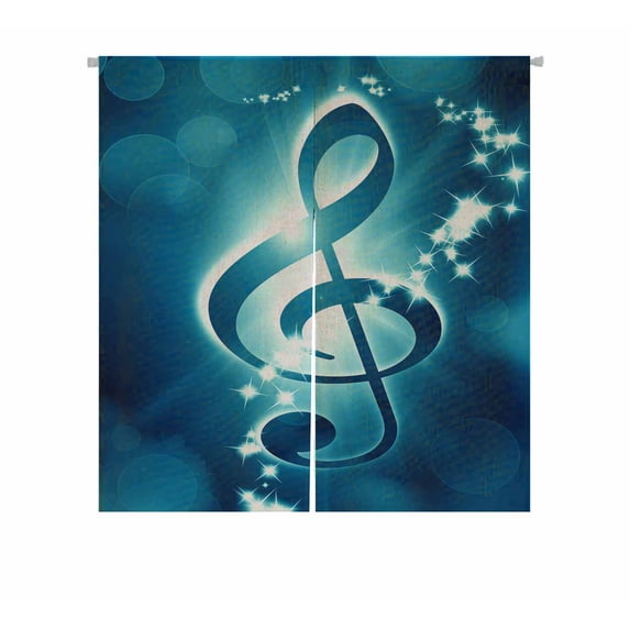 PKQWTM Music Note On A Soft Blue Background Door Curtain Window Cover Home Decor Hanging Curtain Size 85x90 CM